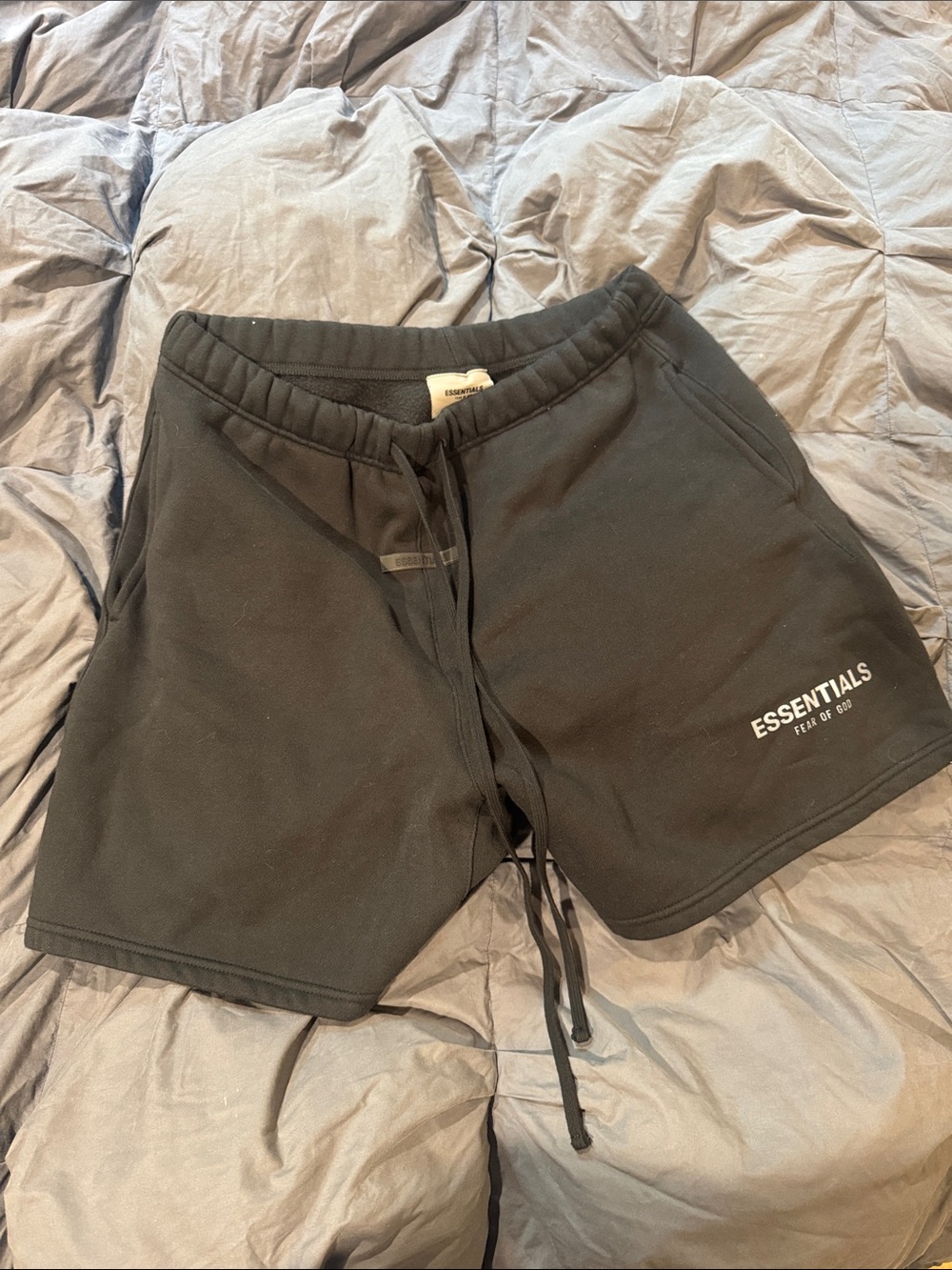 Essentials Black Athletic Sweat Shorts with Logo